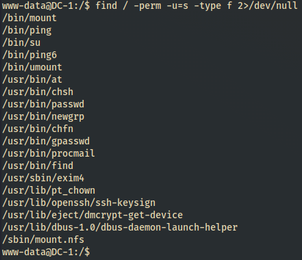 DC-1 Drupal 7 - SUID search