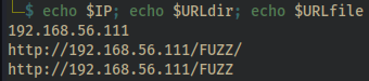 echo our $IP, $URLdir, $URLfile vars