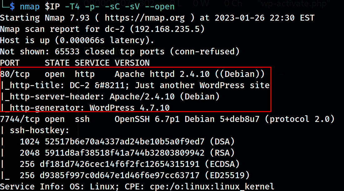 nmap results after /etc/hosts update - proper banners