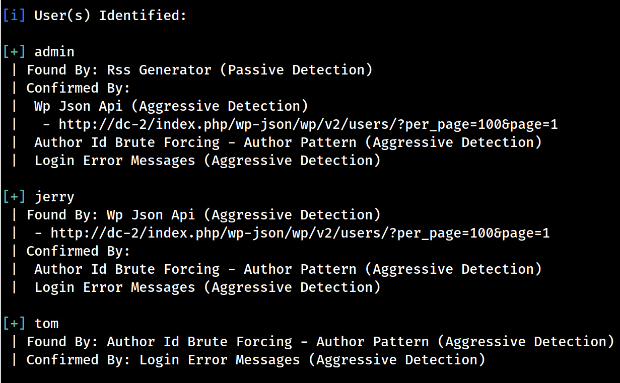 wpscan - user enumeration