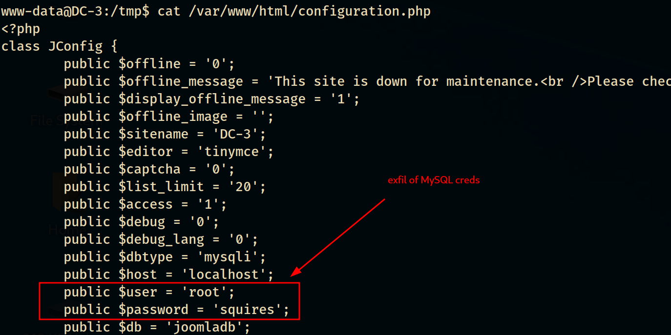 MySQL creds found